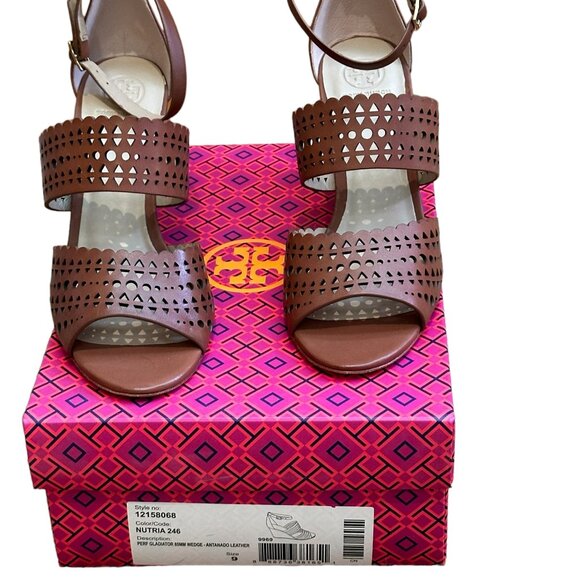 Tory Burch Perforated Gladiator 85MM (3.25")  Wedge, Size 9 - Picture 7 of 10